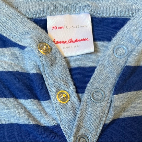 2 Hanna Andersson Baby Coveralls 6-12M Blue Green Stripes - Picture 3 of 6